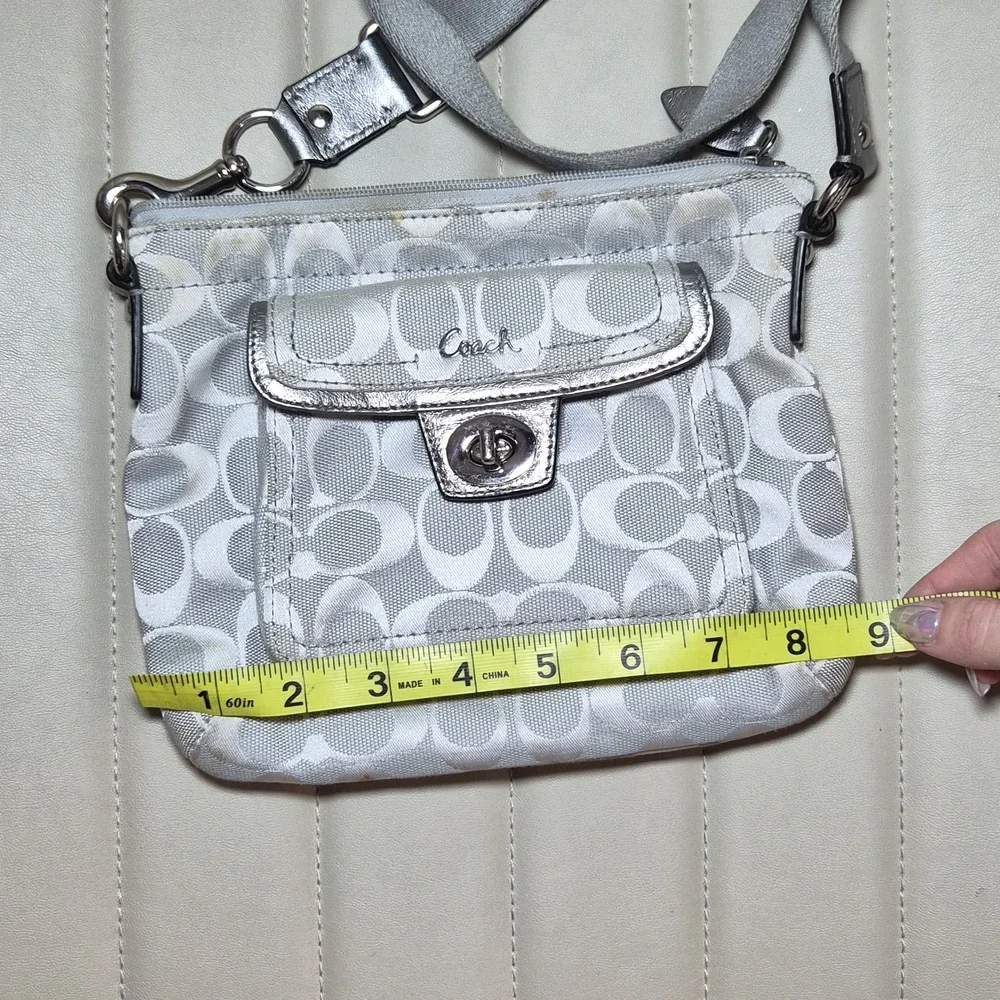 Y2K Coach Silver Signature Crossbody Bag - Silver/Gray